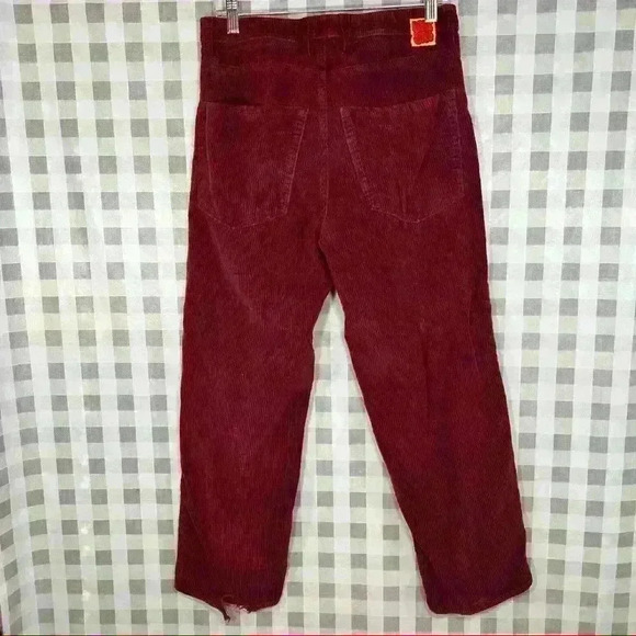 EMPYRE Relax Baggy Corduroy Pants 28 Burgundy Red Skateboard Y2K Inspire Hippie - Picture 3 of 11